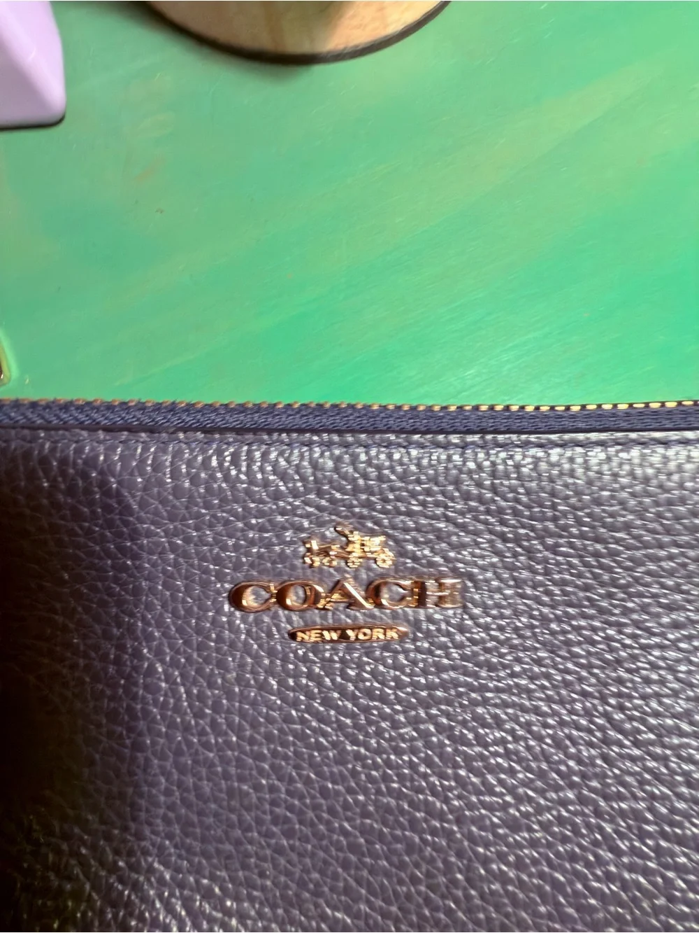 Coach Pebbled Leather Crossbody Bag in Navy - Picture 4 of 7